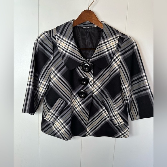 Fang Women’s Black and White Plaid Jacket Size Small - Picture 6 of 11